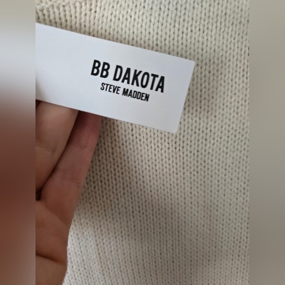 BB Dakota Steve Madden Cream Knit Long Puff Sleeve Sweater Mini Dress XS NWT - Picture 4 of 5